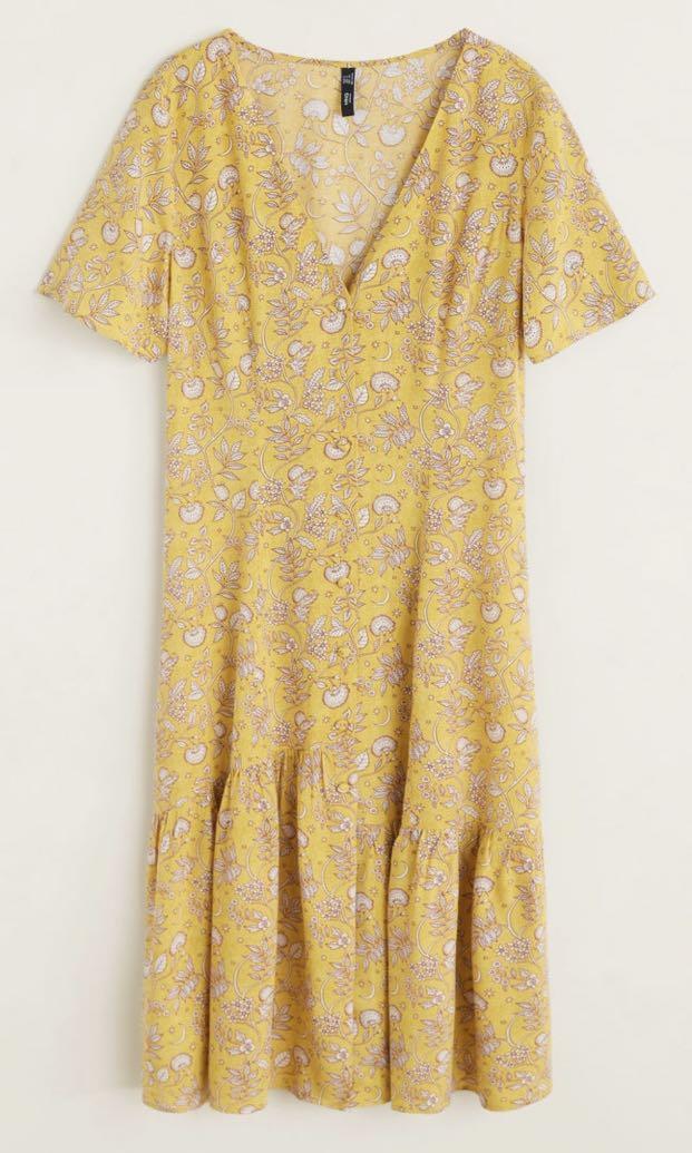 Mango yellow top floral dress