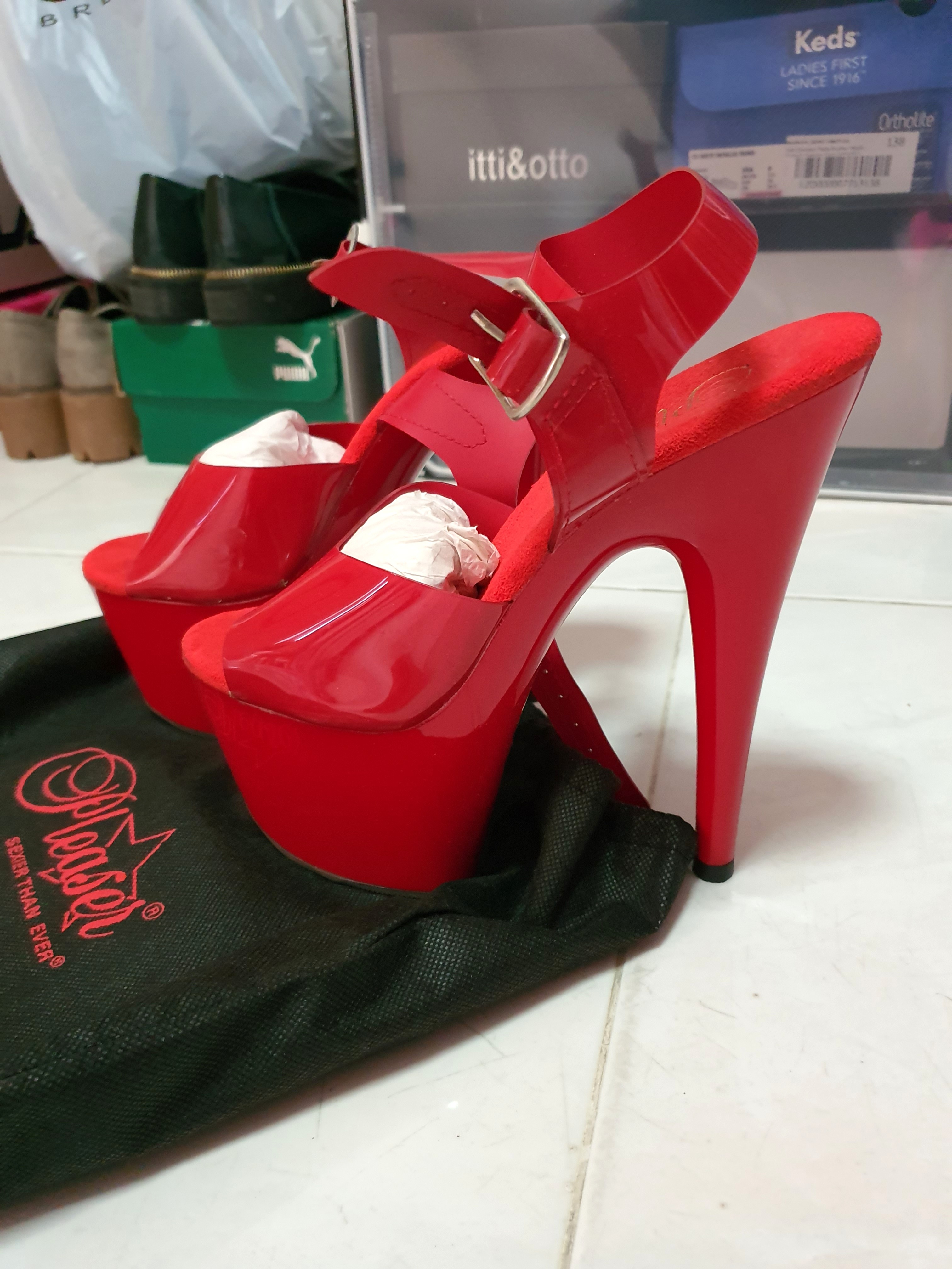 red pleaser heels