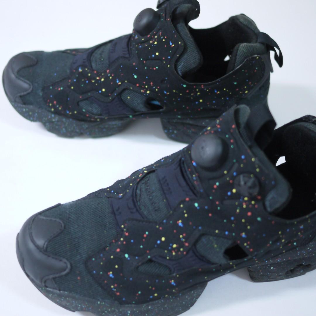 Reebok Insta Pump Fury OG CS 黑全黑彩色潑漆點點, 她的時尚, 鞋