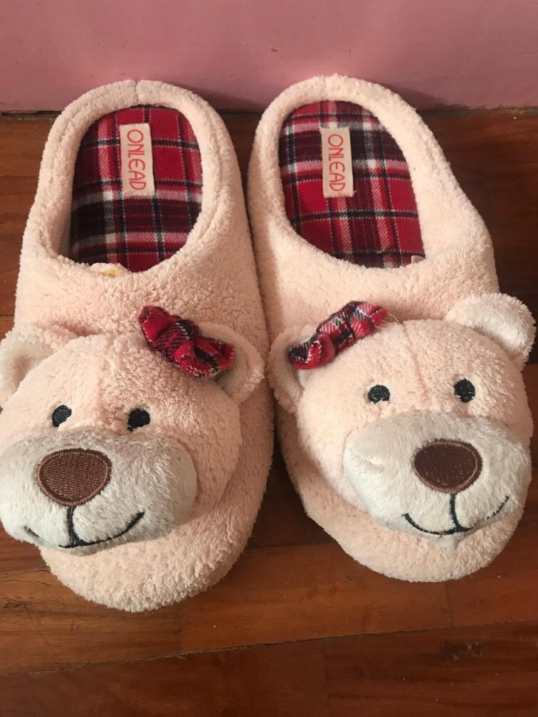 baby bear plaid slippers