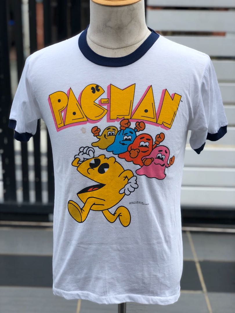 vintage pac man shirt ringer, Men's 