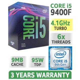 Intel Core i5-9400F 9th GEN Processor (6 Cores, UP TO 4.10 GHZ)