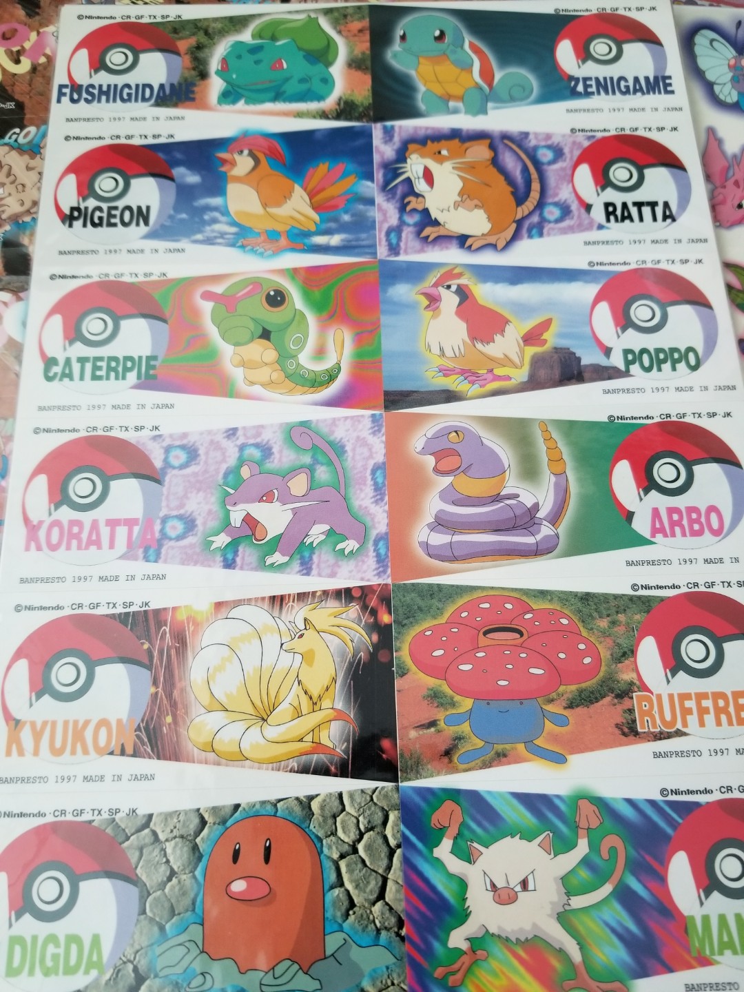 日本製 97,98年 pokemon 初代 貼紙 絕版少見, 興趣及遊戲, 玩具 & 遊戲類 - Carousell