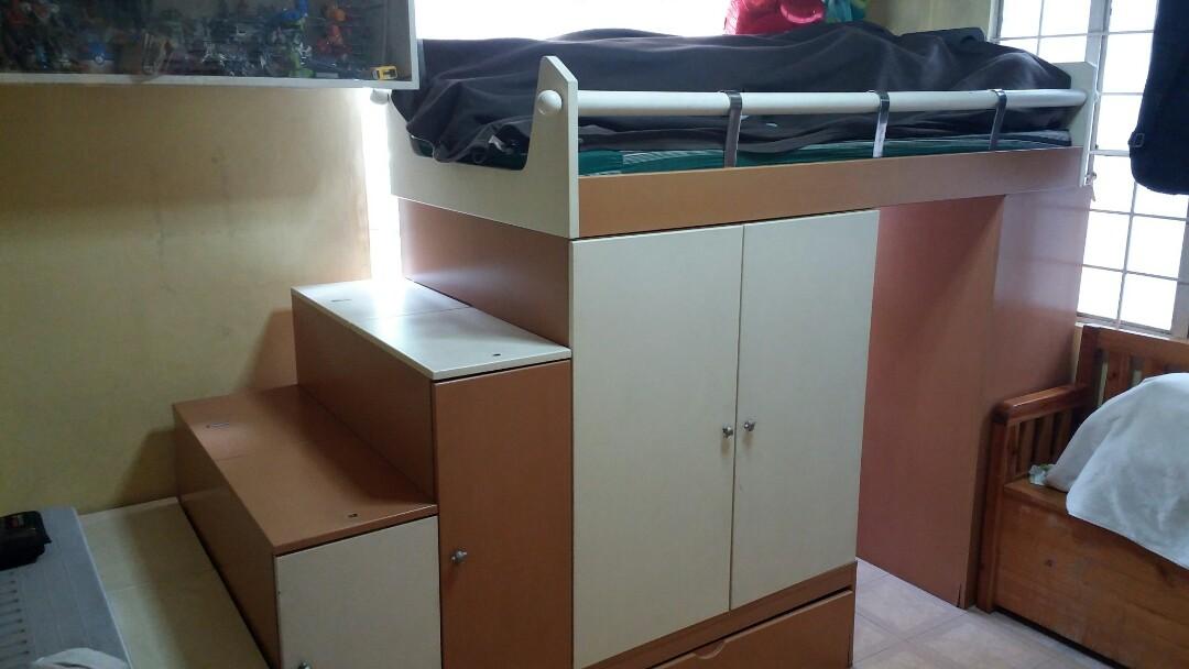 Double Deck Bed W Cabinets Modular On Carousell