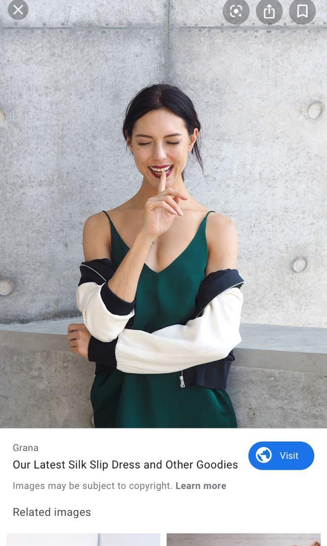 GRANA 100 Silk V neck Slip Dress Women s Fashion Tops Sleeveless on Carousell