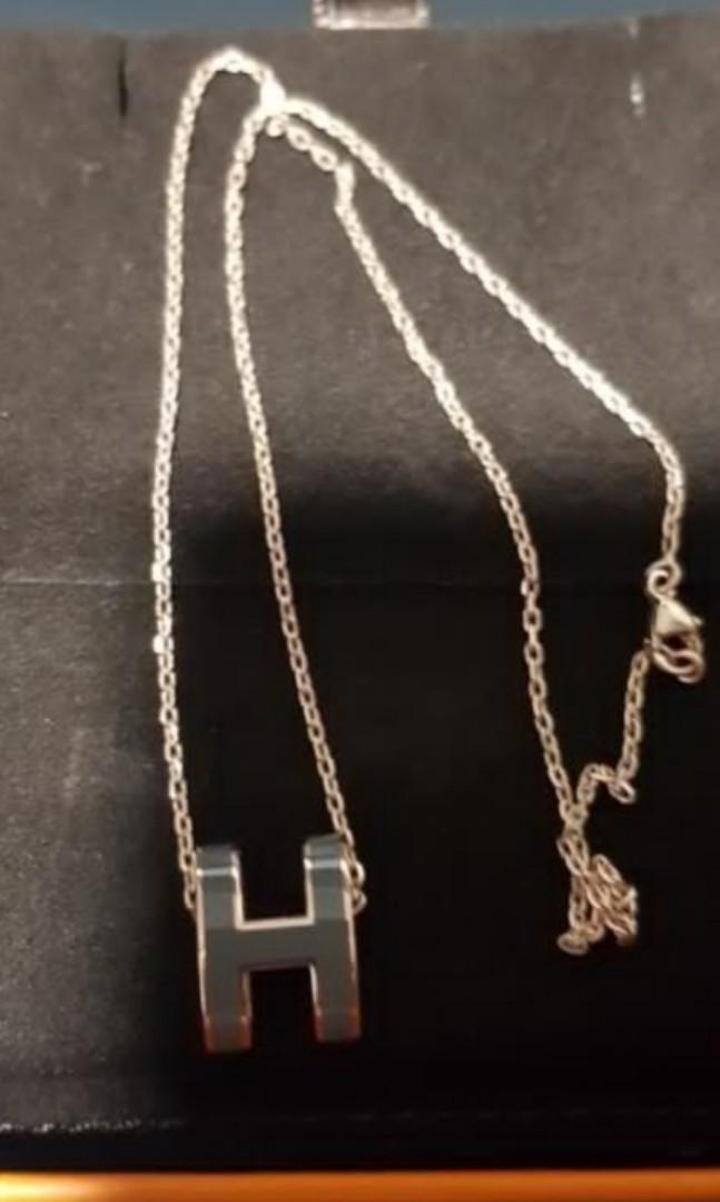 Hermes Pop H Pendant In Gris Etain Rose Gold Hardware Luxury Accessories Others On Carousell