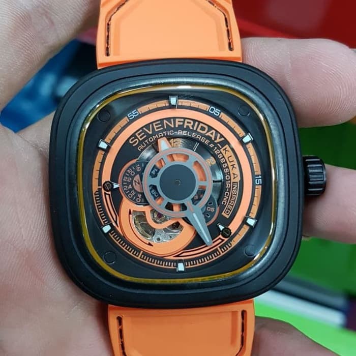 Jam Tangan Pria Sevenfriday P 03 Kuka Orange Clone Original Automatic