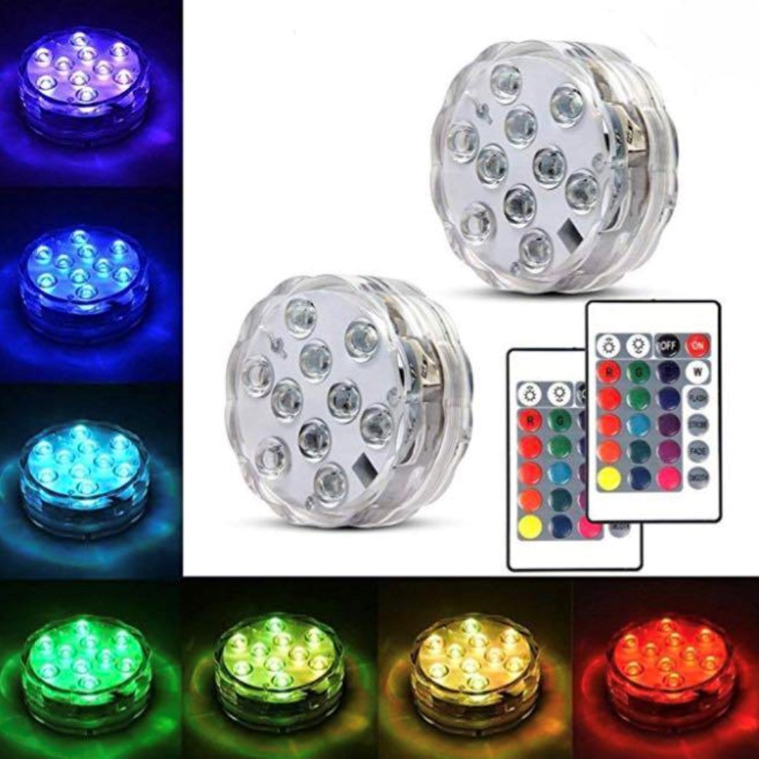 (M559) Underwater Submersible LED Lights Waterproof Multi Color Battery