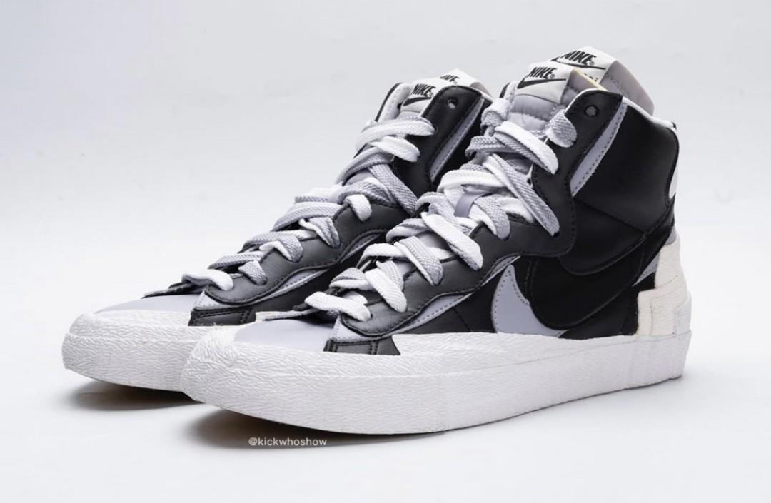 nike sacai blazer black and white