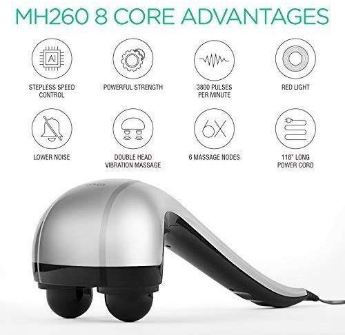 Handheld Percussion Massager with Heating 6 Interchangeable Massage Nodes  Stepless Speed