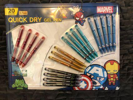 **全新**Marvel gel pen 共20支 made in Korea