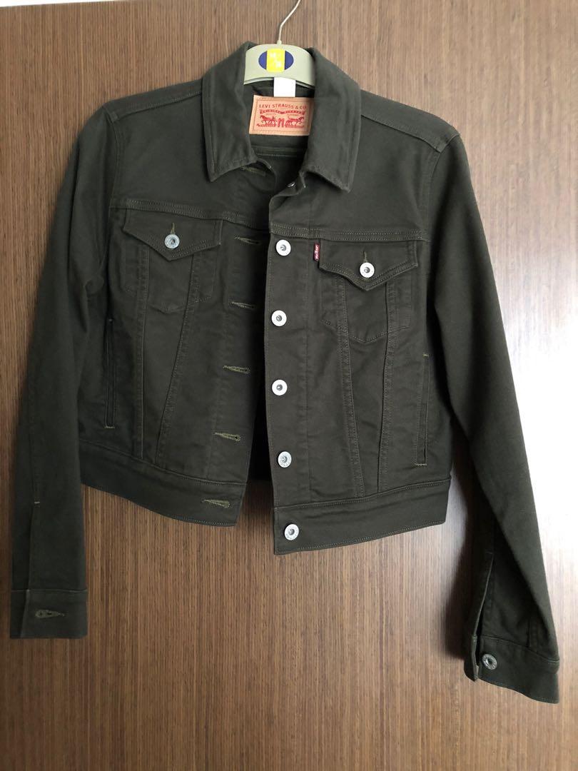 Army green denim jacket, Women's 