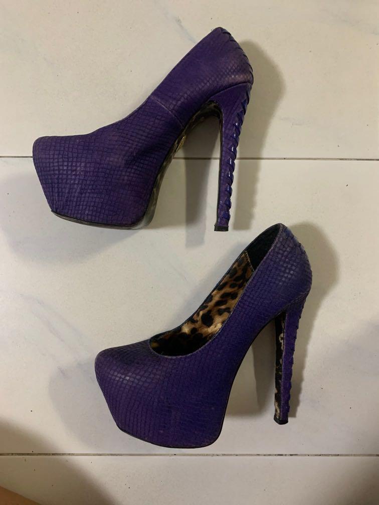 blue platform heels