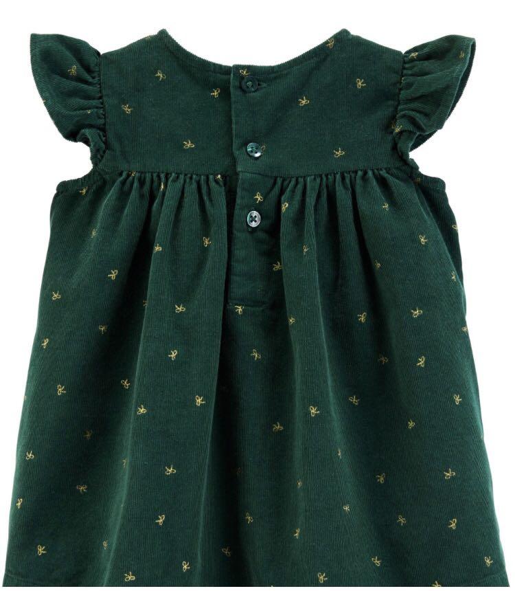 Bow print corduroy holiday dress Clearance