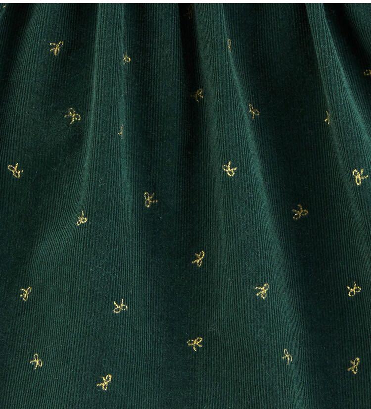 Bow print corduroy holiday dress Clearance