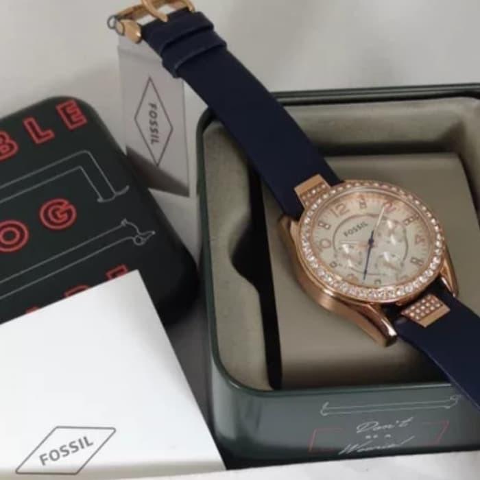 Fossil ES3887 ES 3887 Blue RoseGold Diamond 39mm Original