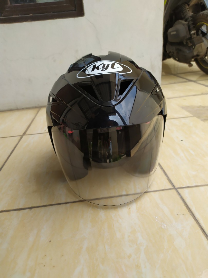 HELM KYT SCORPION KING SOLID BLACK DOUBLE VISOR HALF FACE Motor