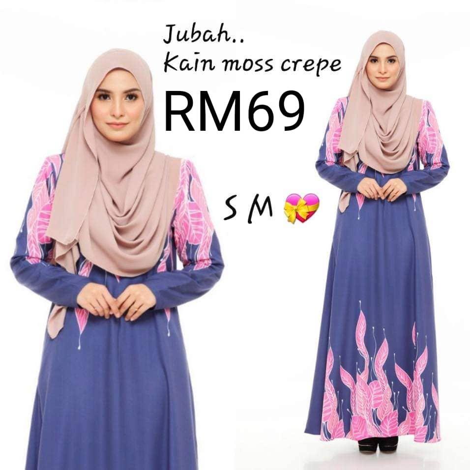 Jubah Kain Moss Crepe, Women's Fashion 