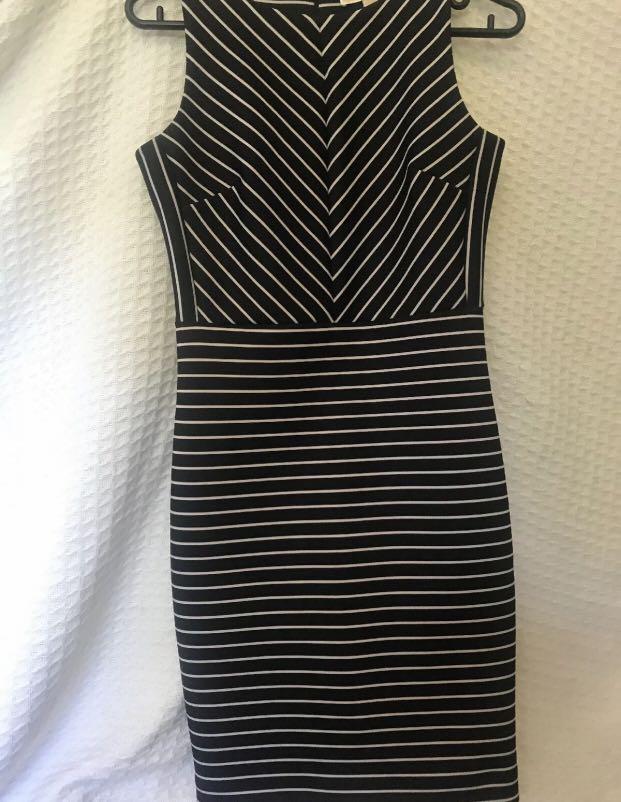 Michael Kors Dress Size 2p 10 Black And White Stripes Brand New
