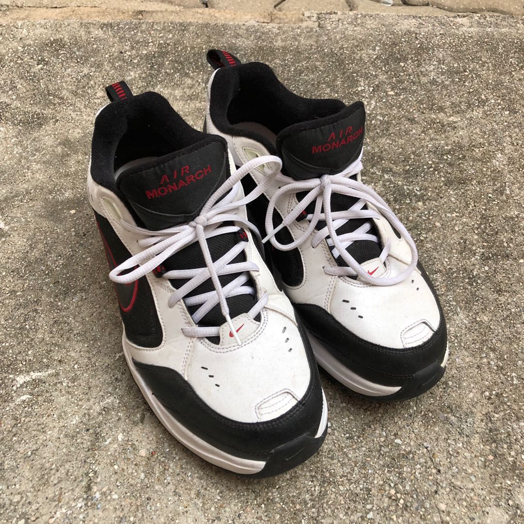 nike air monarch black and red
