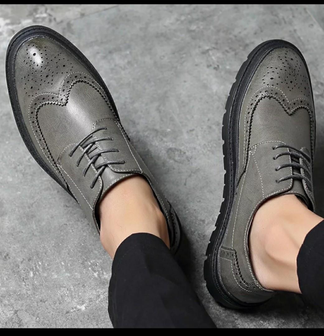 Mens grey leather casual new arrivals shoes