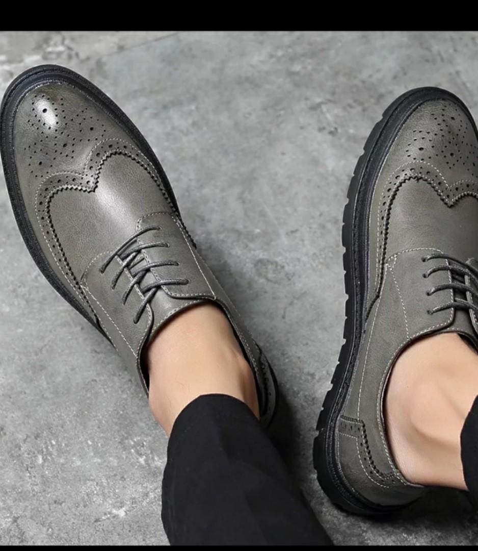 Size 39 45 Black green grey men pu Leather Shoe formal