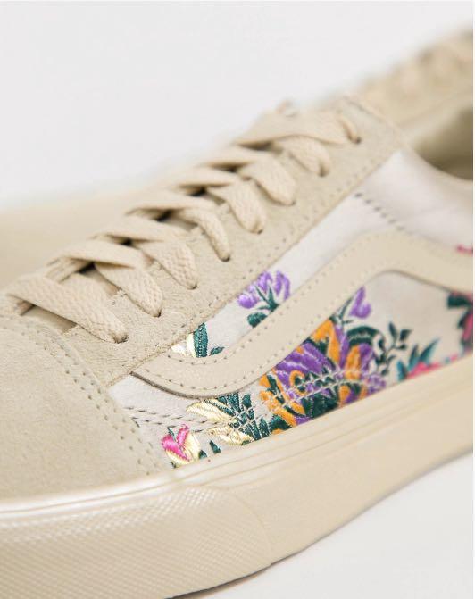 vans old skool cream floral sneakers 