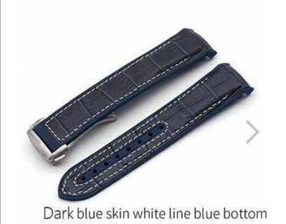 PLANET 22mm Rubber-Leather Watch Band for Omega Seamaster Speedmaster