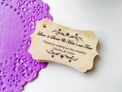 20pc fancy rectangle wedding vintage hang tags - custom