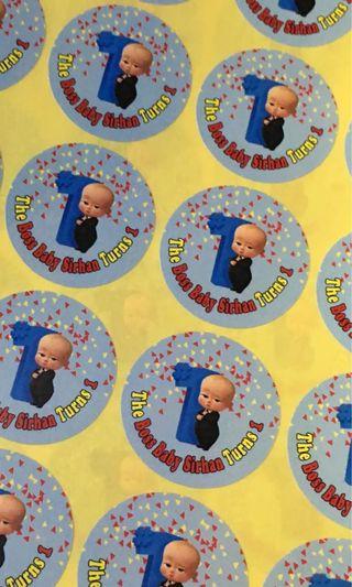 Boss Baby 30pc Birthday Kids Stickers Personalised