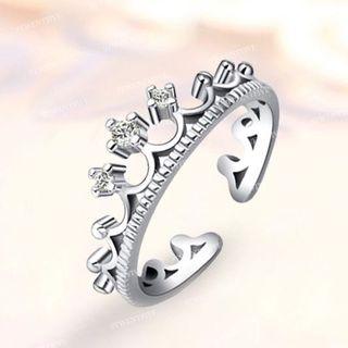 Women simple tiara diamond ring free size adjustable end