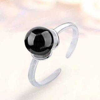 Wmen simple sweet pearl ring blAck free size adjustable