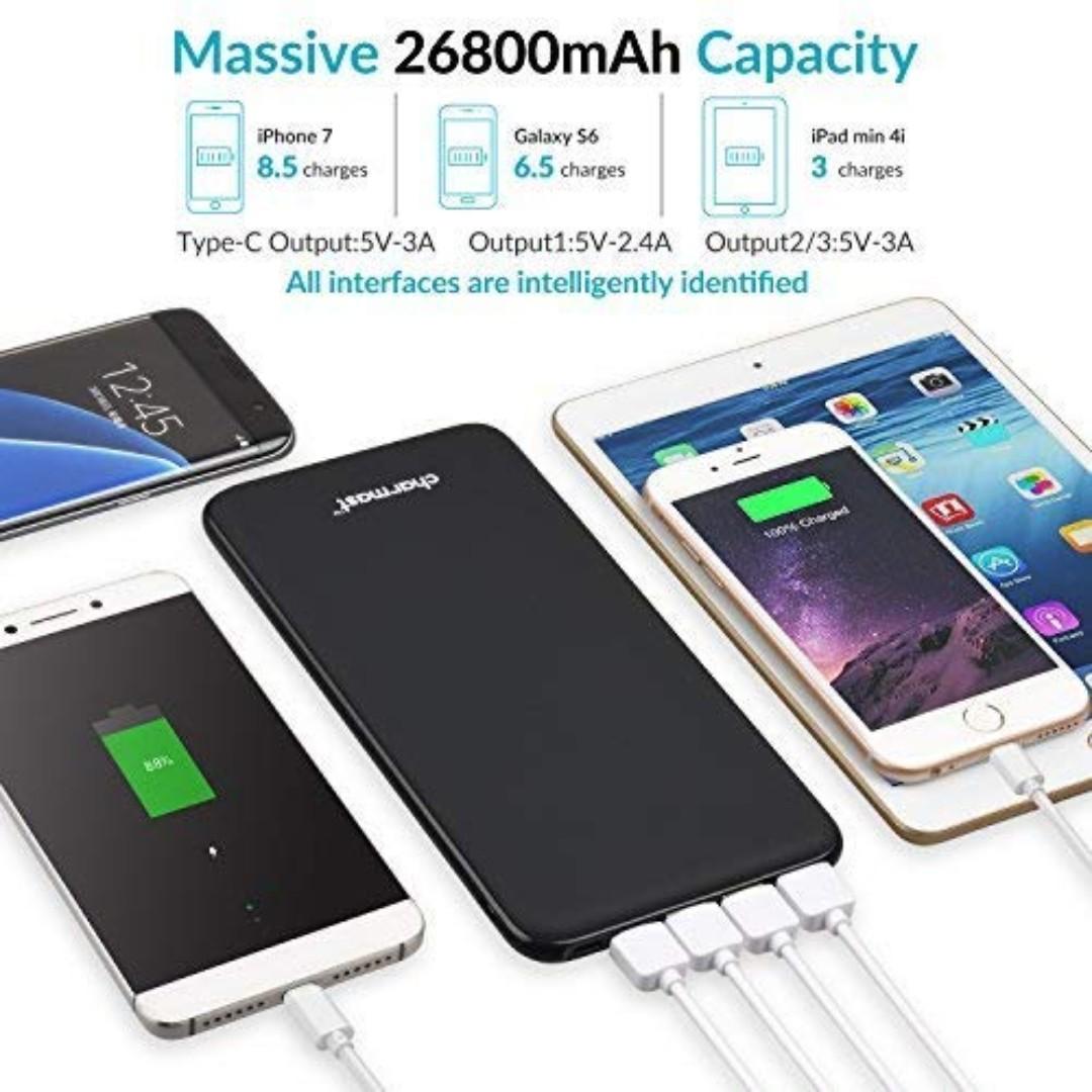 2547 Charmast Power Delivery Power Bank 26800mah Pd Power Bank 18w Usb C Portable Charger Quick Charge 3 0 Battery Pack Compatible With Macbook New Type C Macbook Air Ipad Pro Iphone Pixel Samsung Electronics Others On