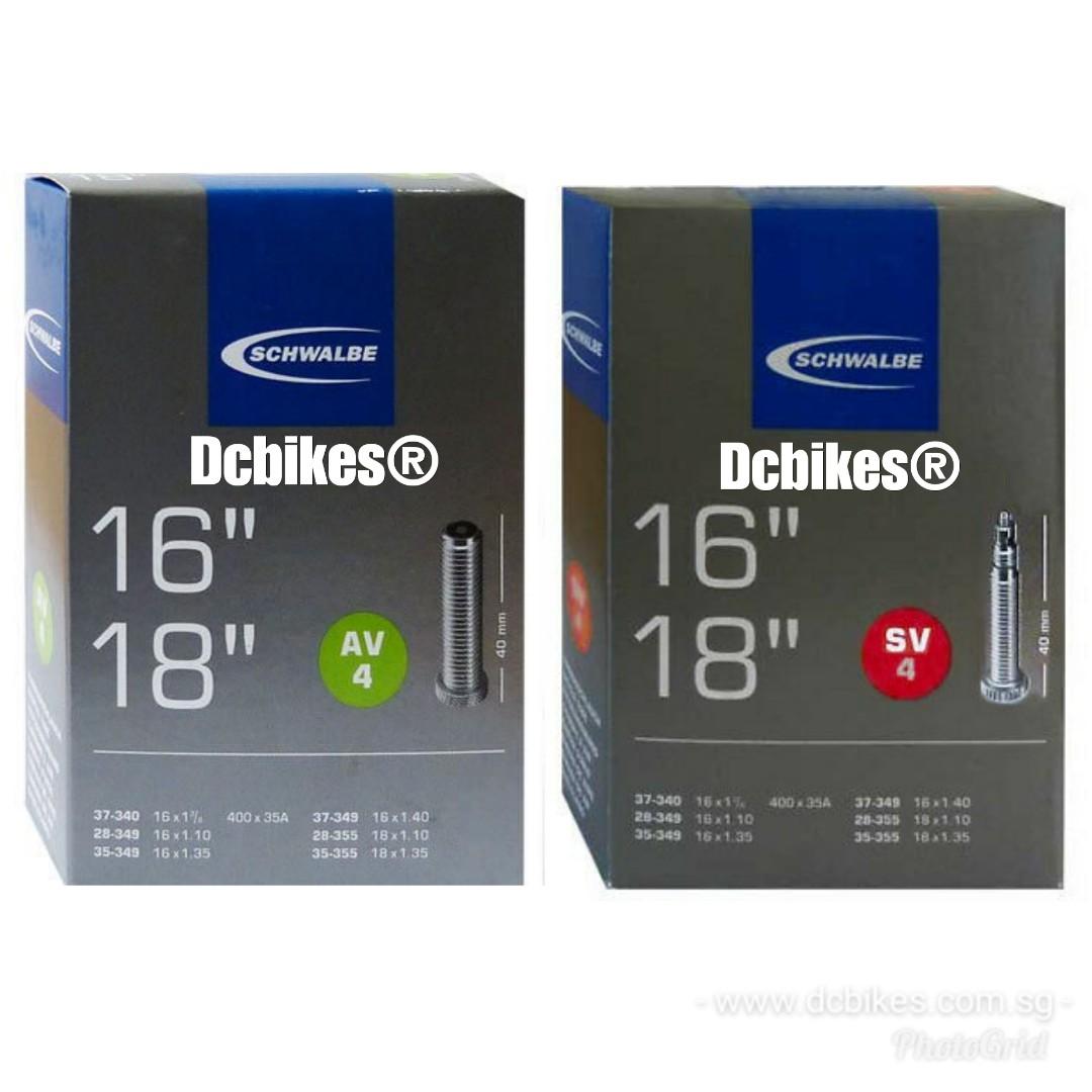 Folding Bike PRESTA VALVE BIRDY Schwalbe SV5 Inner Tube 18 inch x 1.5-1.75 Folding Bike PRESTA VALVE BIRDY Schwalbe SV5 Inner Tube 18 inch x 1.5-1.75