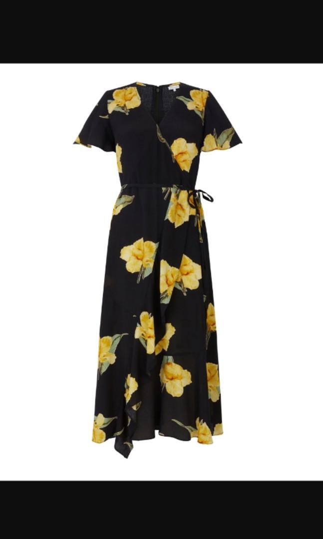 warehouse black and yellow dress