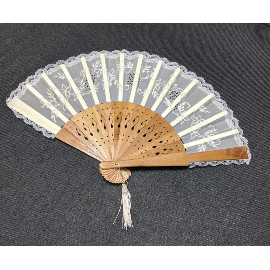 Delicate Filipiniana hand fan with lace ...