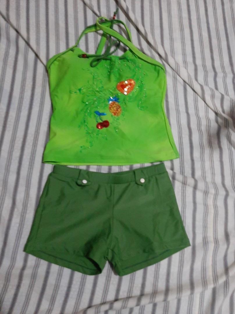 Green Terno Coordinates Swim Bathing Suit, Women's Fashion, Dresses ...