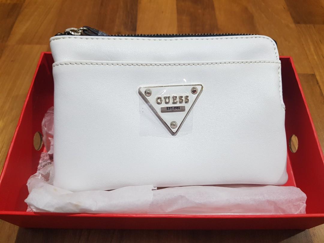 guess white sling bag