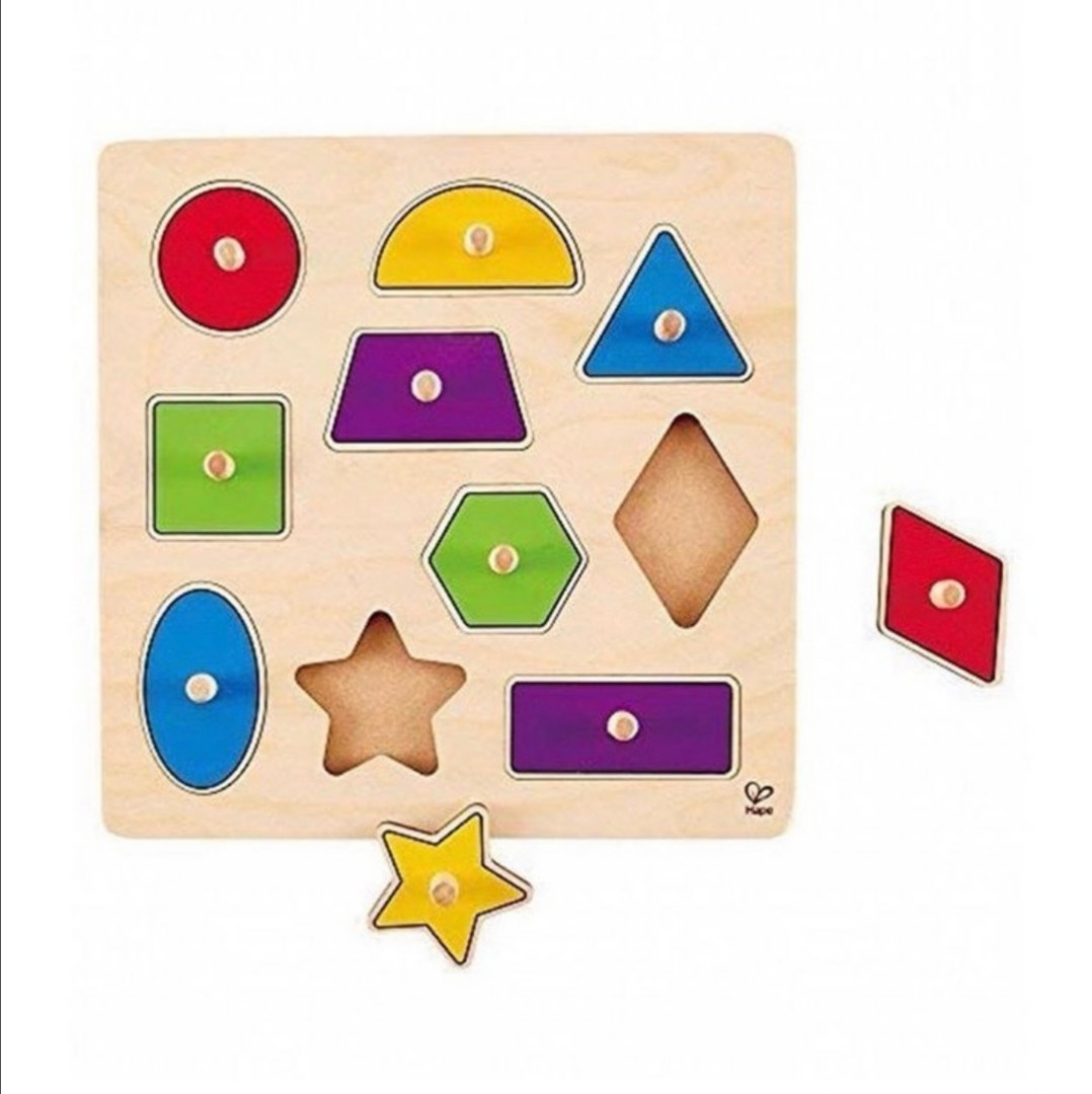 Hape Geometric Shapes Knob Puzzle, Babies & Kids, Infant Playtime on