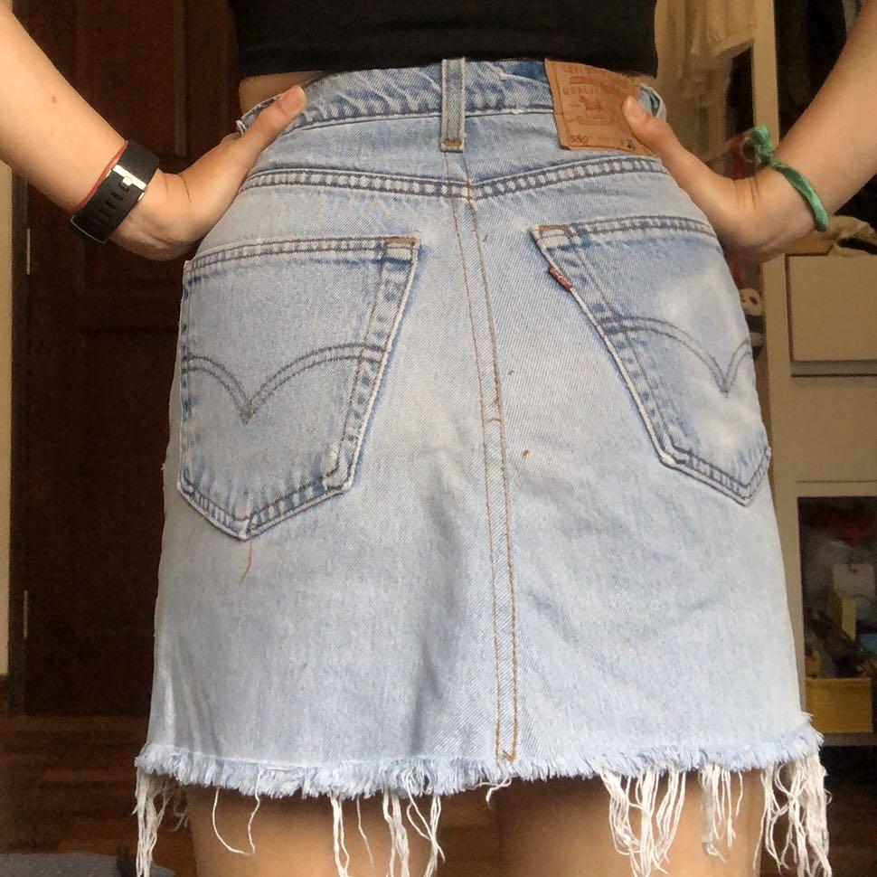 Levi s Reworked Frayed Denim Skirt