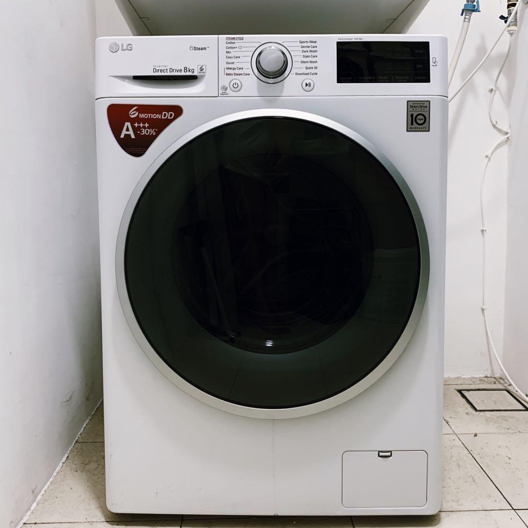 LG 8KG Inverter FC1408S4W Front Load Washing Machine, Furniture & Home