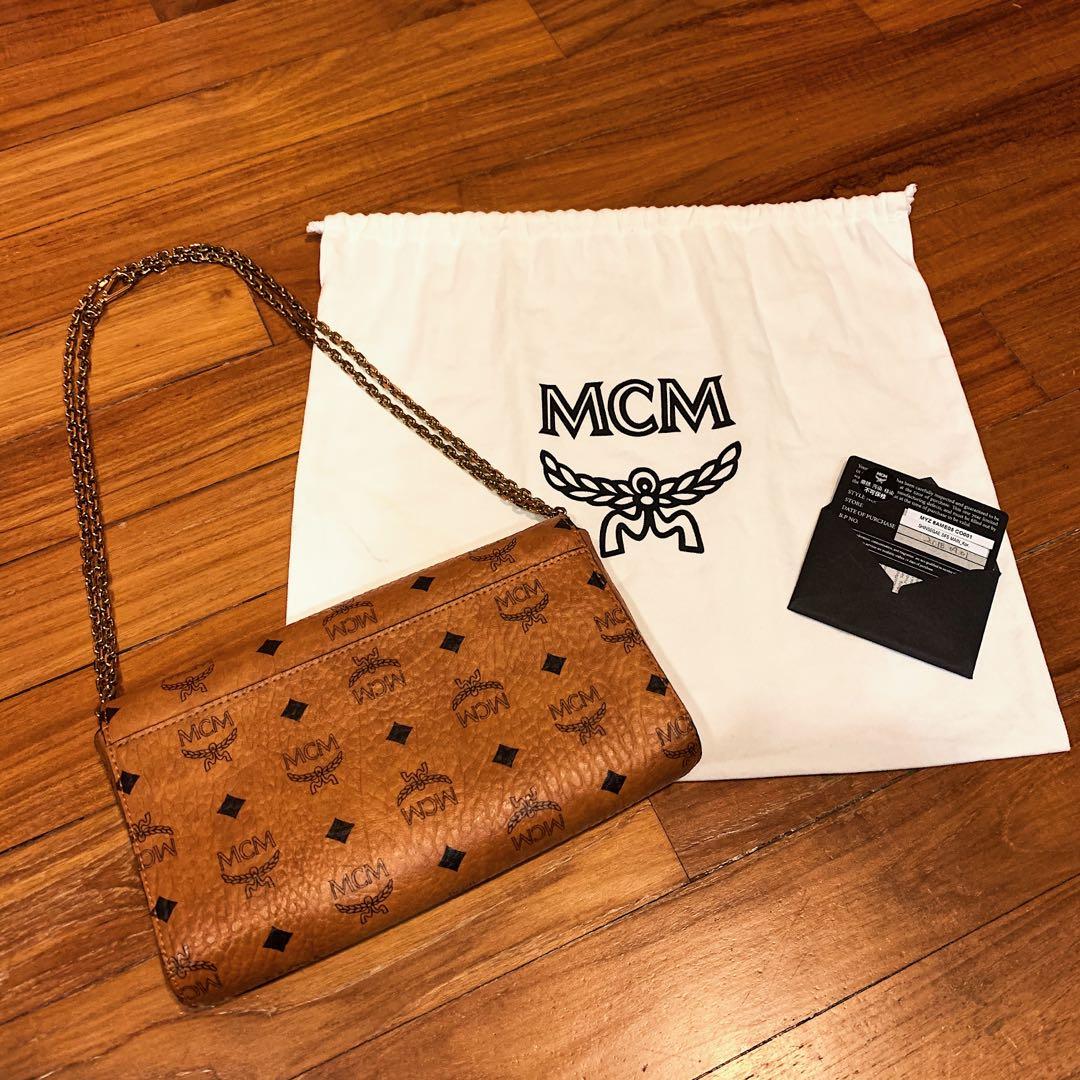 Mcm patricia visetos continental crossbody wallet large cognac shop