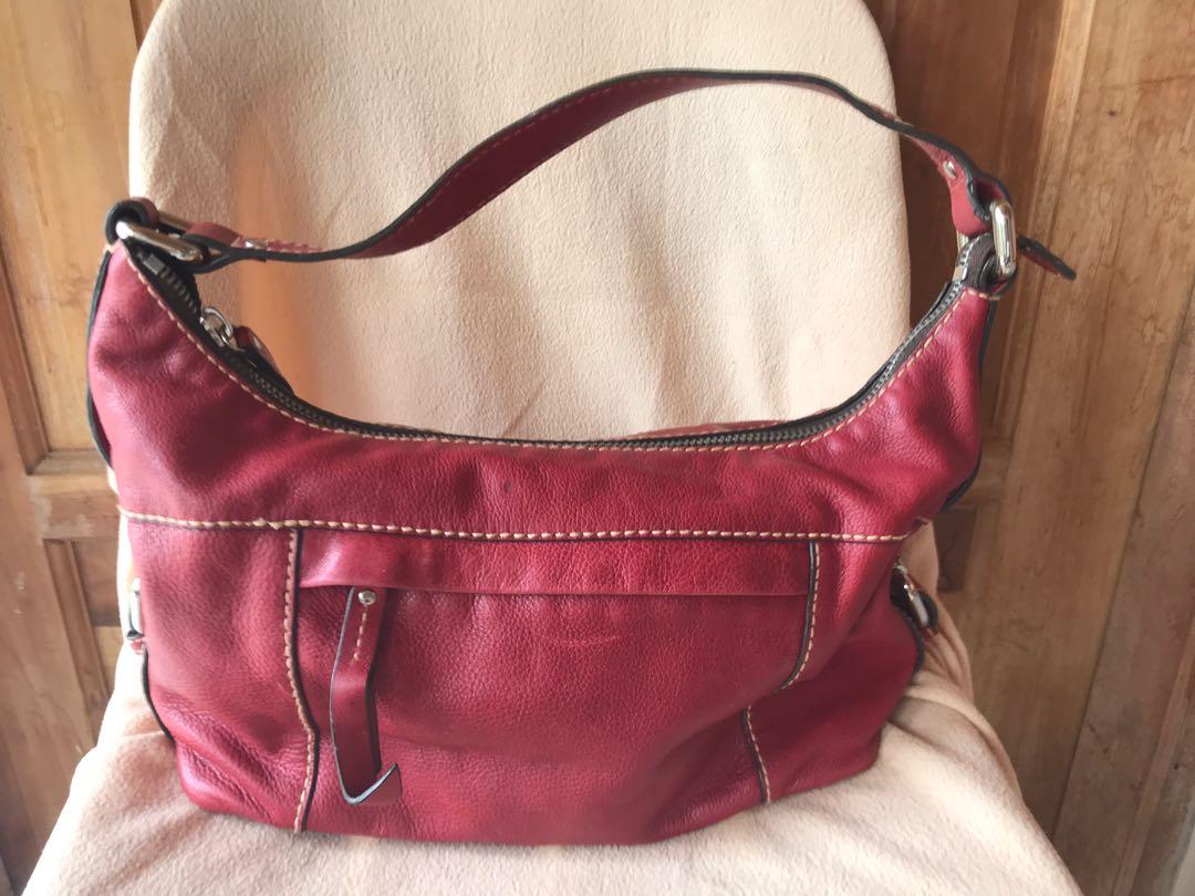 Sacoche Fossil Vintage En Cuir Rouge - Made In Italy, Parfait Pour Un Look Décontracté