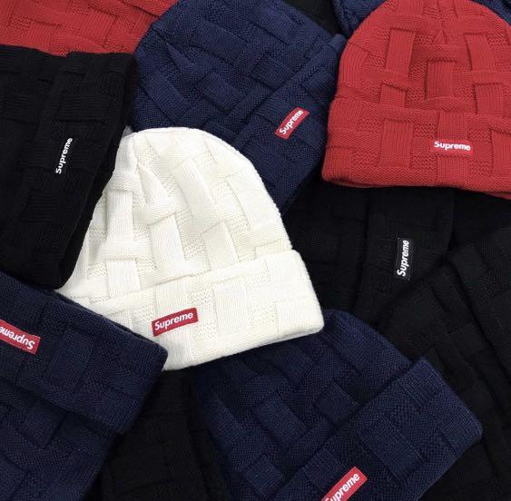 supreme basket weave beanie