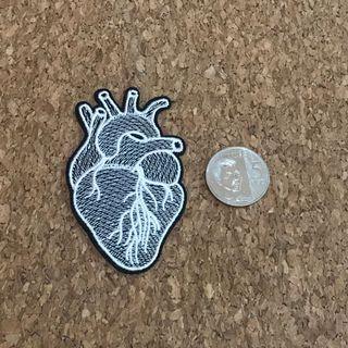 Black white heart iron on sew on patch
