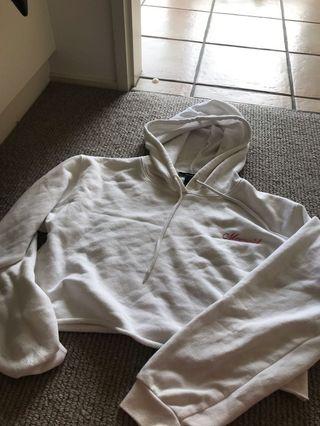 white cropped hoodie