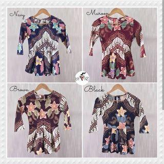 Batik top bahan katun stretch import fit to L