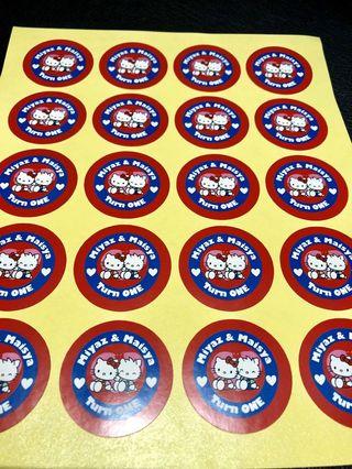 Hello Kitty Daniel 30pc Birthday Kids Stickers Personalised