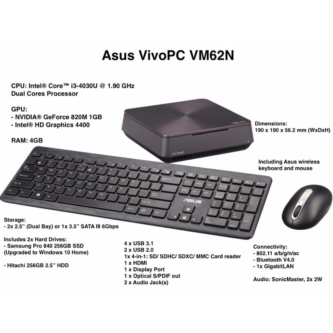 ASUS Dual Bay Mini PC 256G   B SSD VivoPC VM62N similar to Intel NUC