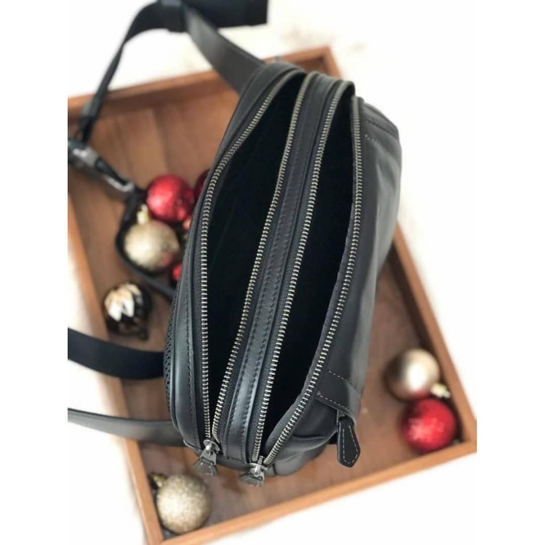 Authentic Coach F37594 Men s Graham Black Leather Utility Pack Sling Fanny Bag Men s Fashion Bags Sling Bags on Carousell